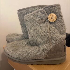 UGG Gray Knit Button Boots